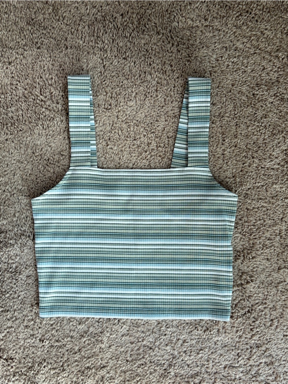 AE Striped Wide-Strap Crop Cami | Green | Small